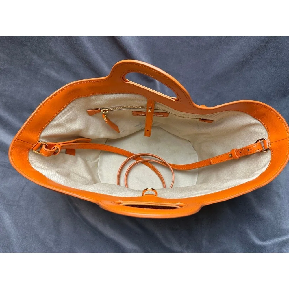 Marni Tropicalia Basket bag 2WAY Shoulder‎ Orange Raffia Leather Tote Used